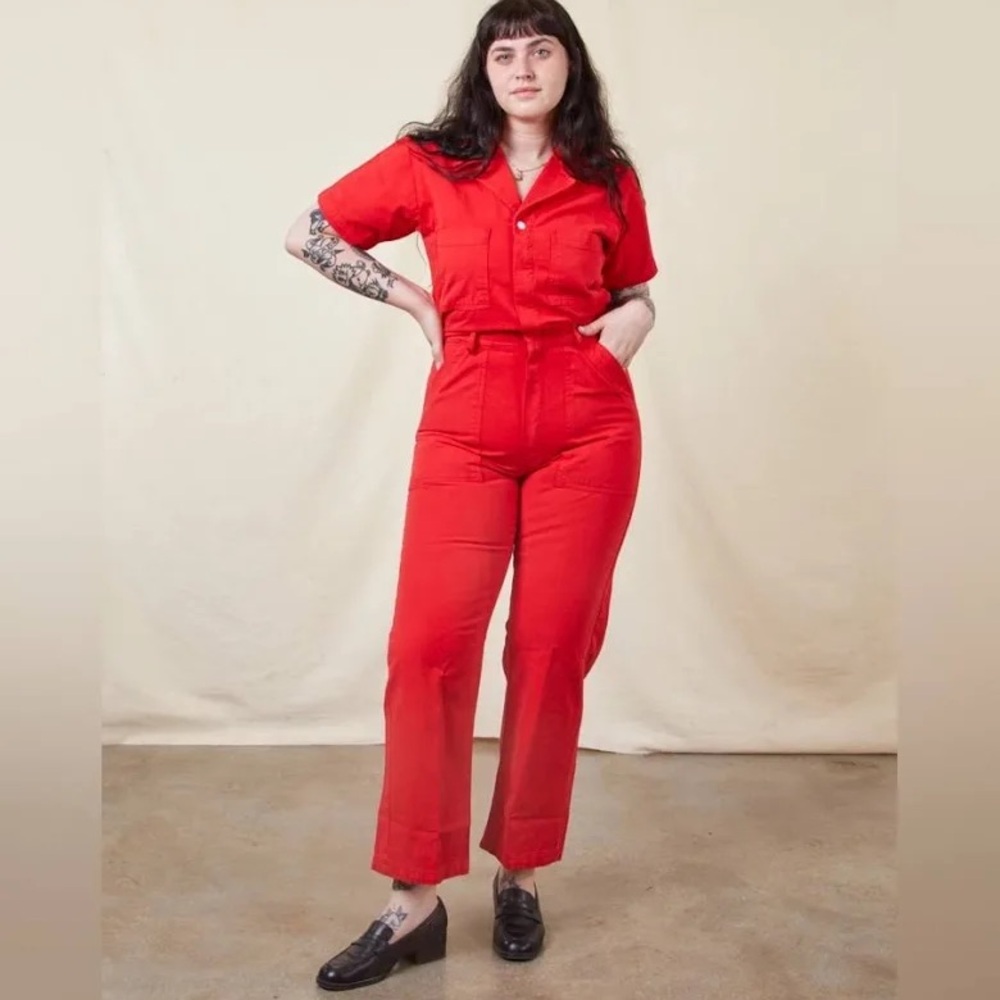 Big Bud Press Short Sleeve Jumpsuit Mustang Red (Med)